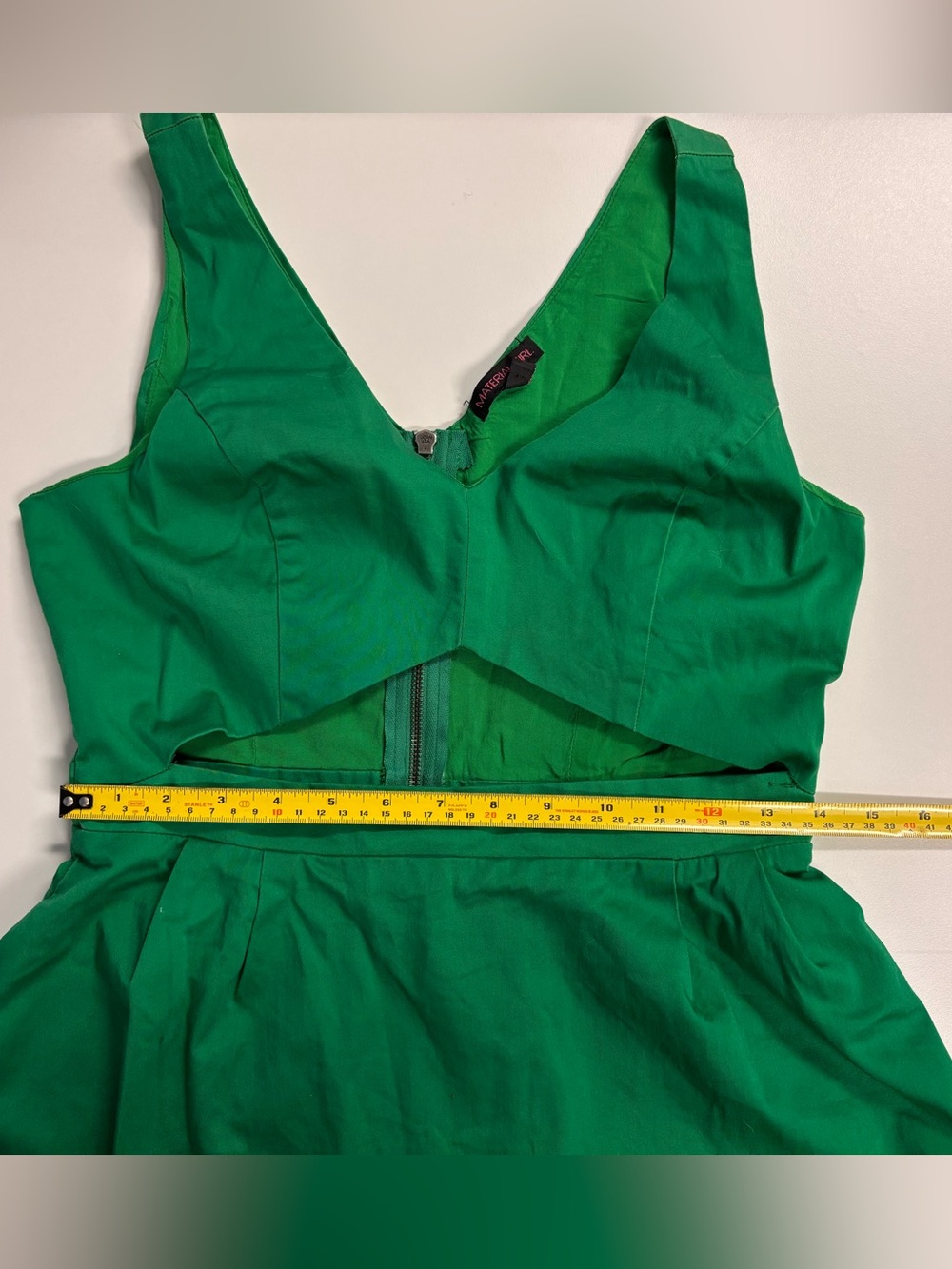 Juniors Material Girl Emerald Green V-Neck Fit & Flare Dress - Picture 4 of 6